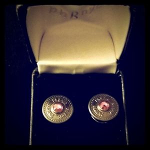 50s French Cufflinks w/Center Stone & Logo